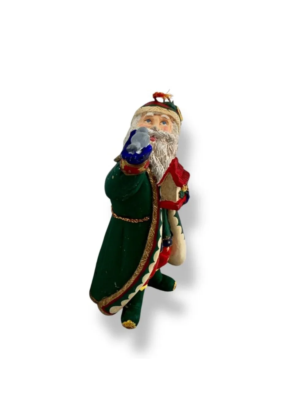 J.A. Griffith 1997 Vintage Santa Figure Bird Birdhouse Sunflower Signed Ornament